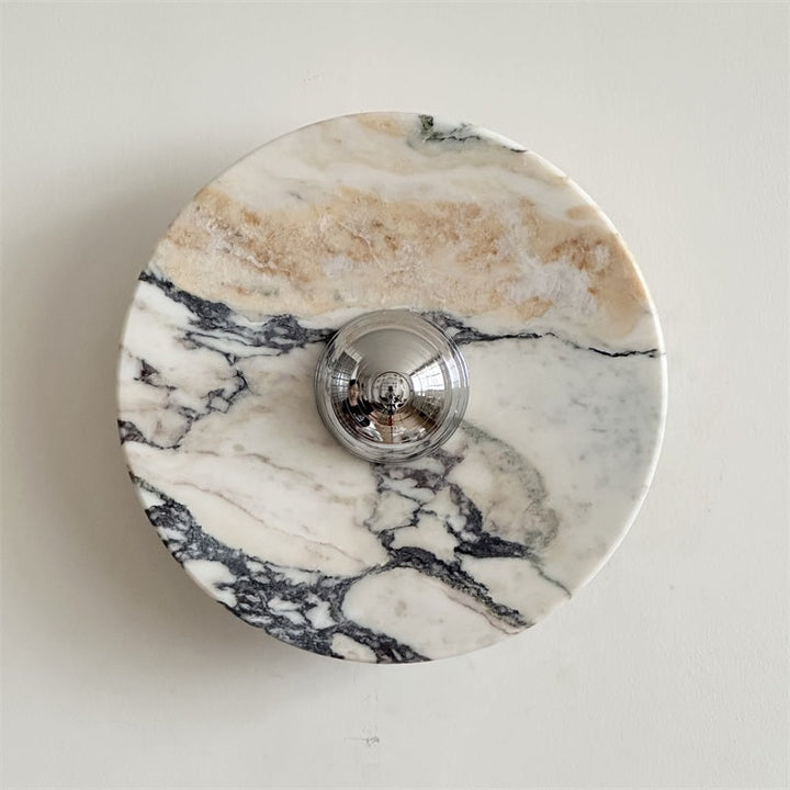 Zeno Applique Murale Ronde en Chrome, Marbre et Métal Style Minimaliste Moderne - Neutralighting
