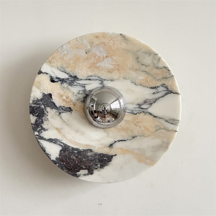 Zeno Applique Murale Ronde en Chrome, Marbre et Métal Style Minimaliste Moderne - Neutralighting