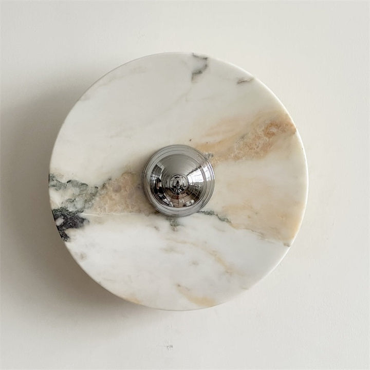 Zeno Applique Murale Ronde en Chrome, Marbre et Métal Style Minimaliste Moderne - Neutralighting