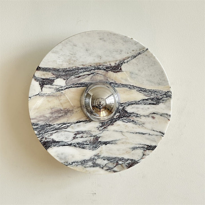Zeno Applique Murale Ronde en Chrome, Marbre et Métal Style Minimaliste Moderne - Neutralighting