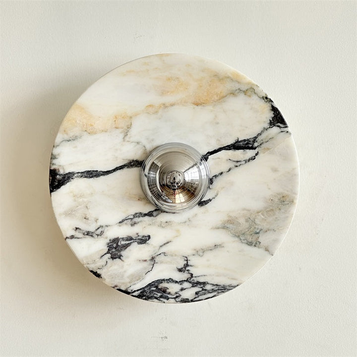Zeno Applique Murale Ronde en Chrome, Marbre et Métal Style Minimaliste Moderne - Neutralighting