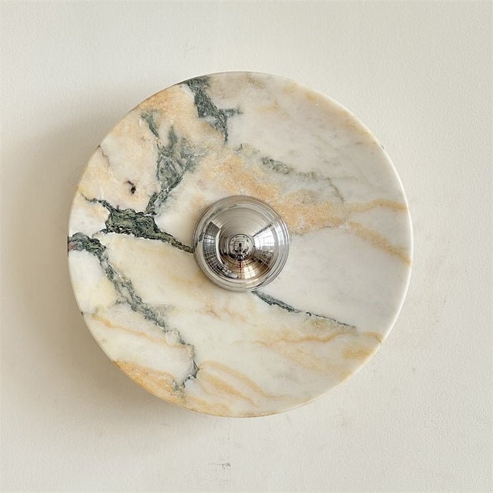Zeno Applique Murale Ronde en Chrome, Marbre et Métal Style Minimaliste Moderne - Neutralighting