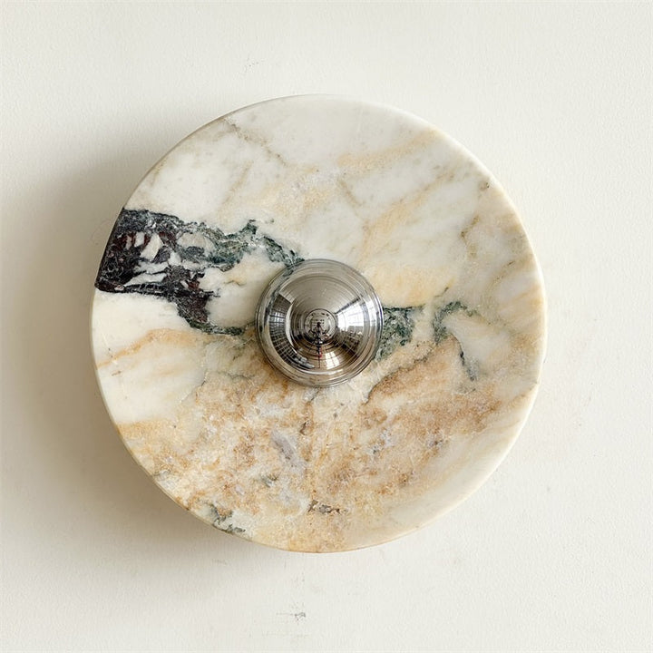 Zeno Applique Murale Ronde en Chrome, Marbre et Métal Style Minimaliste Moderne - Neutralighting