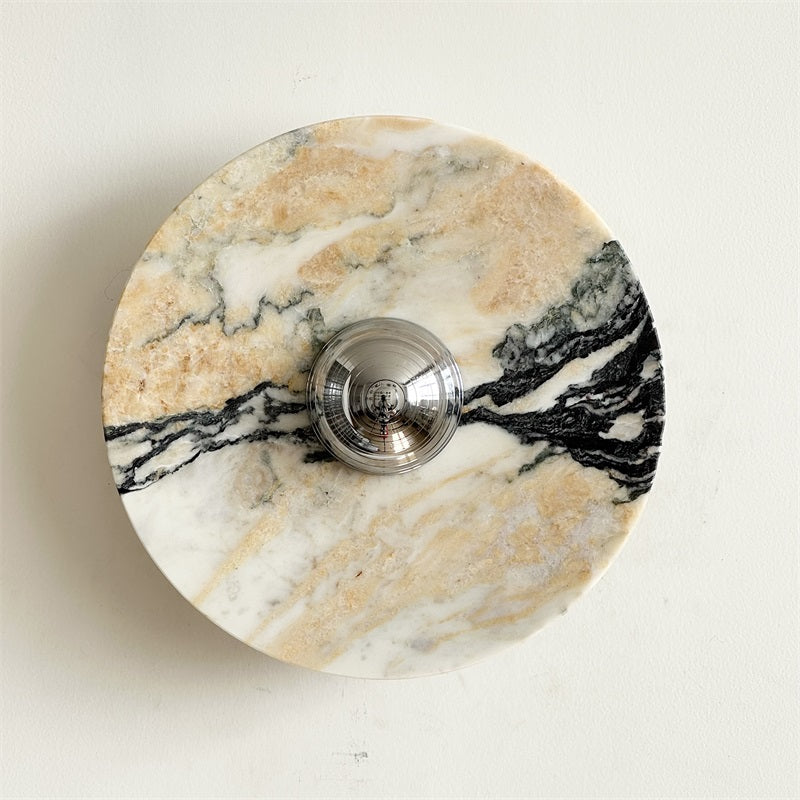 Zeno Applique Murale Ronde en Chrome, Marbre et Métal Style Minimaliste Moderne - Neutralighting