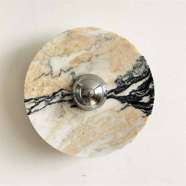 Zeno Applique Murale Ronde en Chrome, Marbre et Métal Style Minimaliste Moderne - Neutralighting