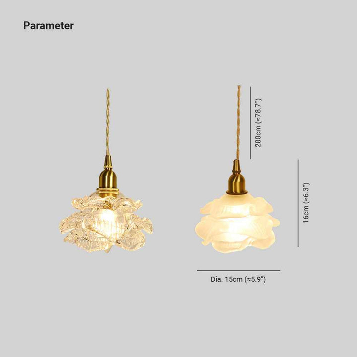 Valentina Romantique Rétro Rose Suspension Clair Verre Chambre à coucher - Neutralighting