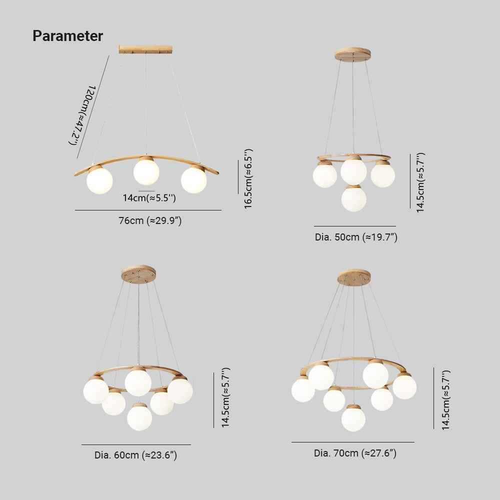 Valentina LED Suspension Bois Verre Blanc Salon/Chambre À Coucher - Neutralighting