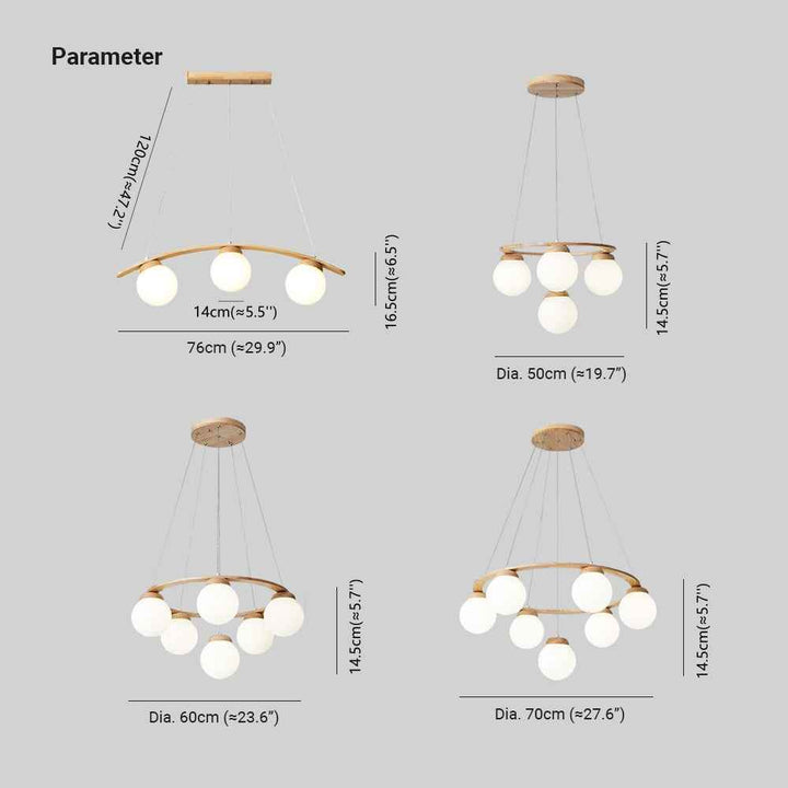 Valentina LED Suspension Bois Verre Blanc Salon/Chambre À Coucher - Neutralighting