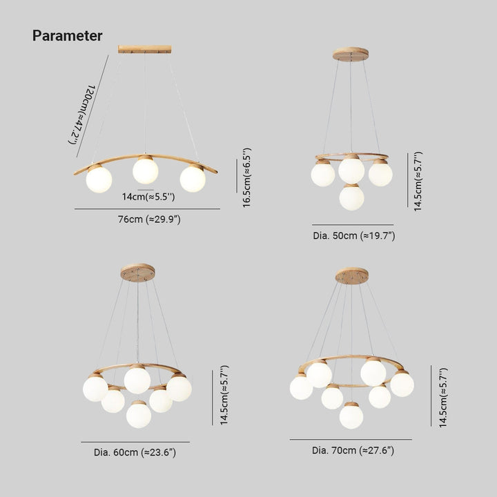 Valentina LED Suspension Bois Verre Blanc Salon/Chambre À Coucher - Neutralighting