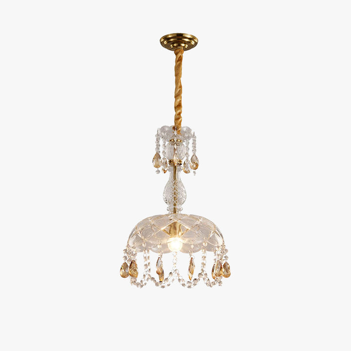 Kristy Rétro LED Cristal Rond Suspension Or Verre Chambre À Coucher - Neutralighting