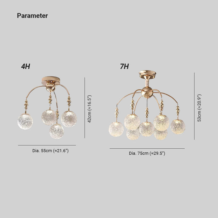 Valentina Nordique Minimaliste LED Lustre Métal Verre Chambre À Coucher - Neutralighting