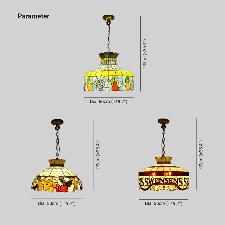 Tiffany Vintage LED Suspension Métal Verre Chambre À Coucher - Neutralighting