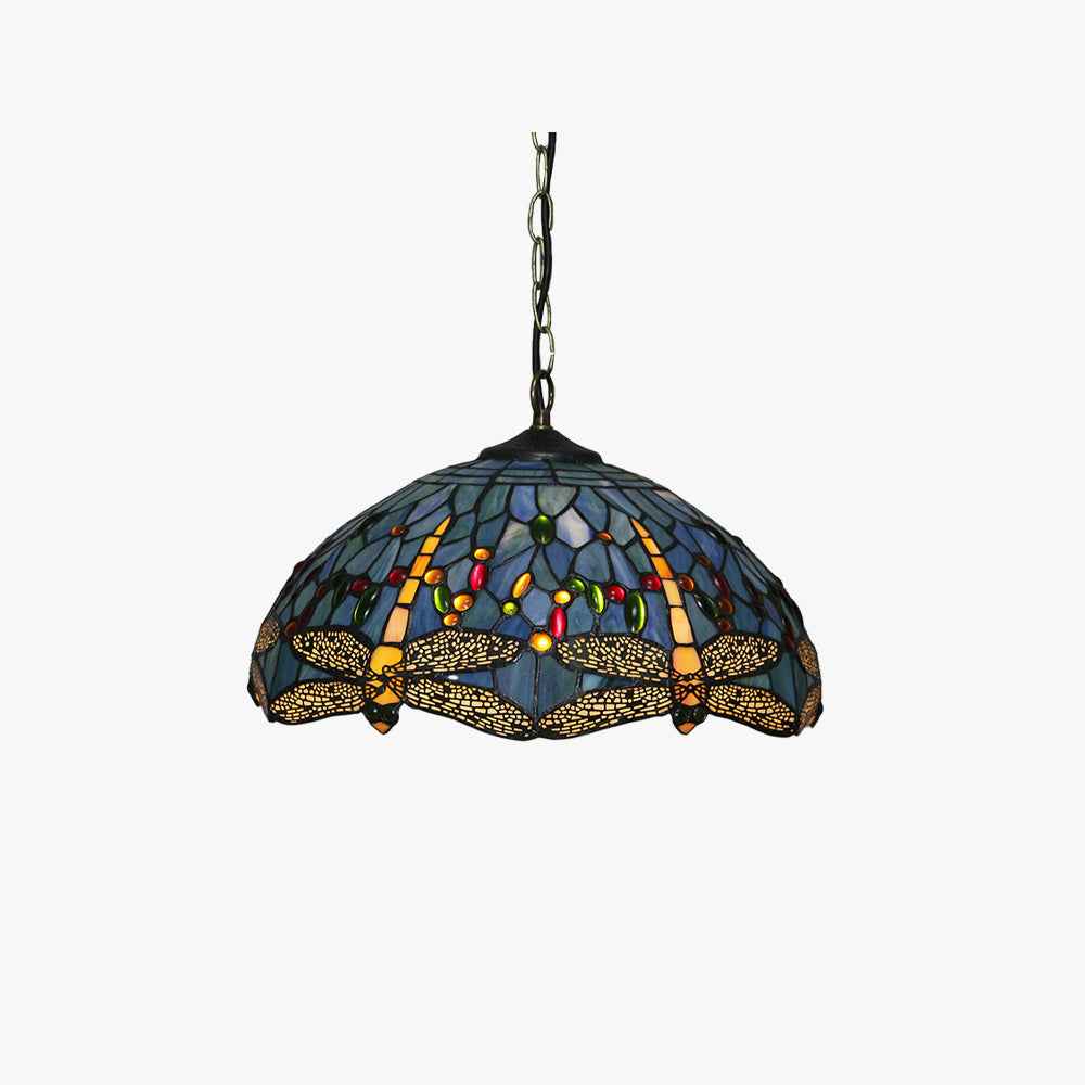 Tiffany Vintage Suspension Tachée Métal Verre Bol Chambre À Coucher - Neutralighting