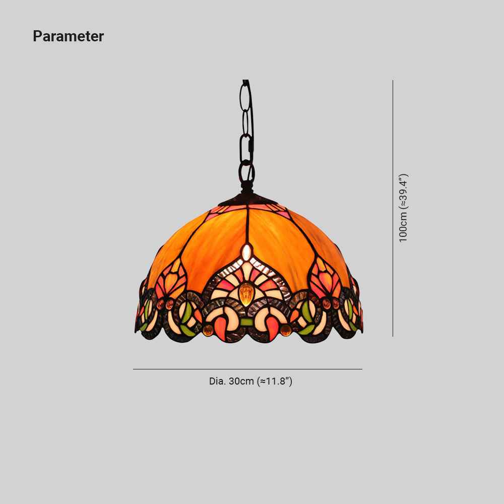 Tiffany Vintage Dôme Suspension Tachée Verre Salon - Neutralighting