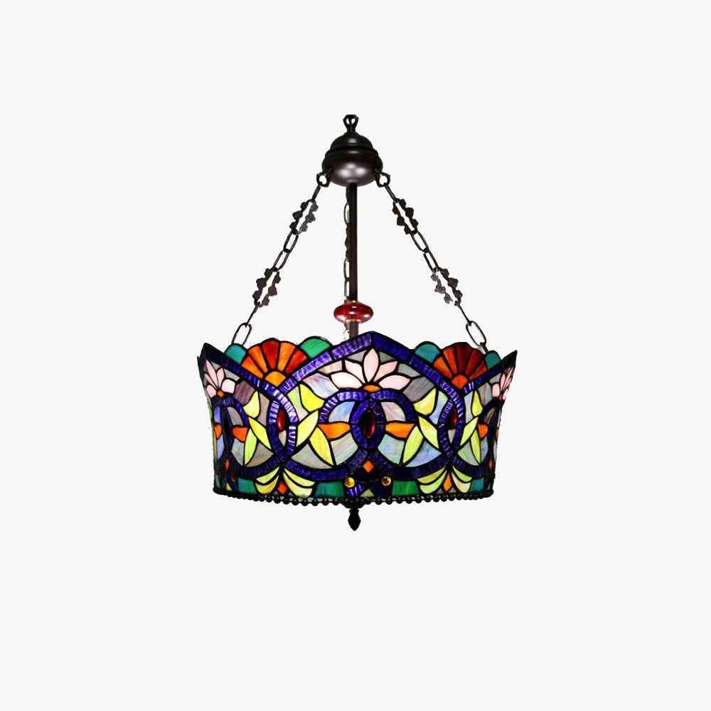 Tiffany Vintage Fleur LED Suspension Tachée Verre Métal Bar - Neutralighting