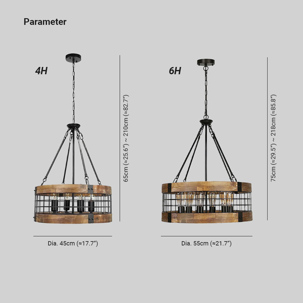 Silva Industriel LED Suspension Bois Métal Salon - Neutralighting
