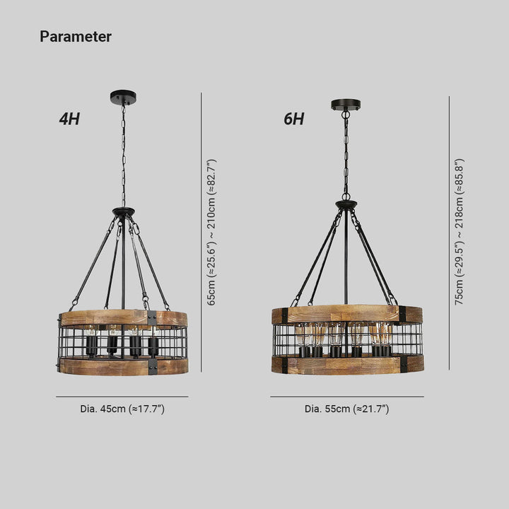 Silva Industriel LED Suspension Bois Métal Salon - Neutralighting