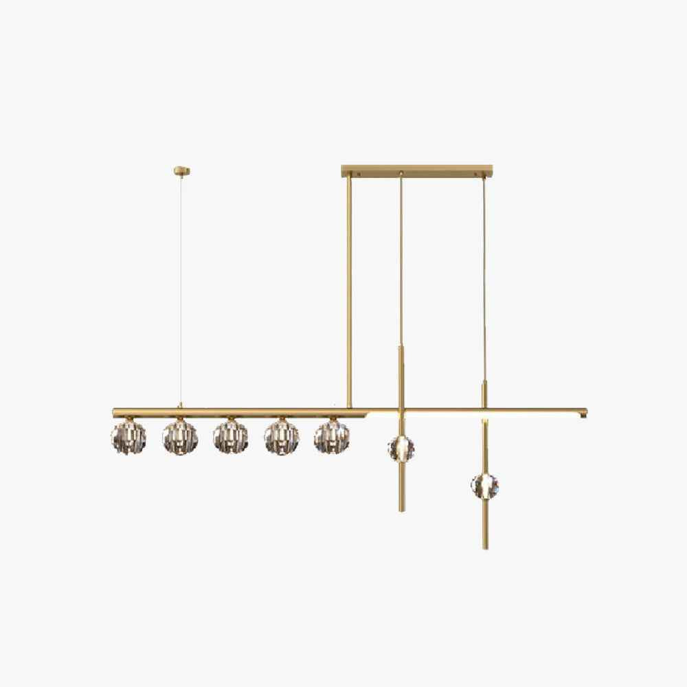 Kristy Suspension Linéaire/Sphère Moderne, Métal/Cristal, Doré, Salle à Manger - Neutralighting