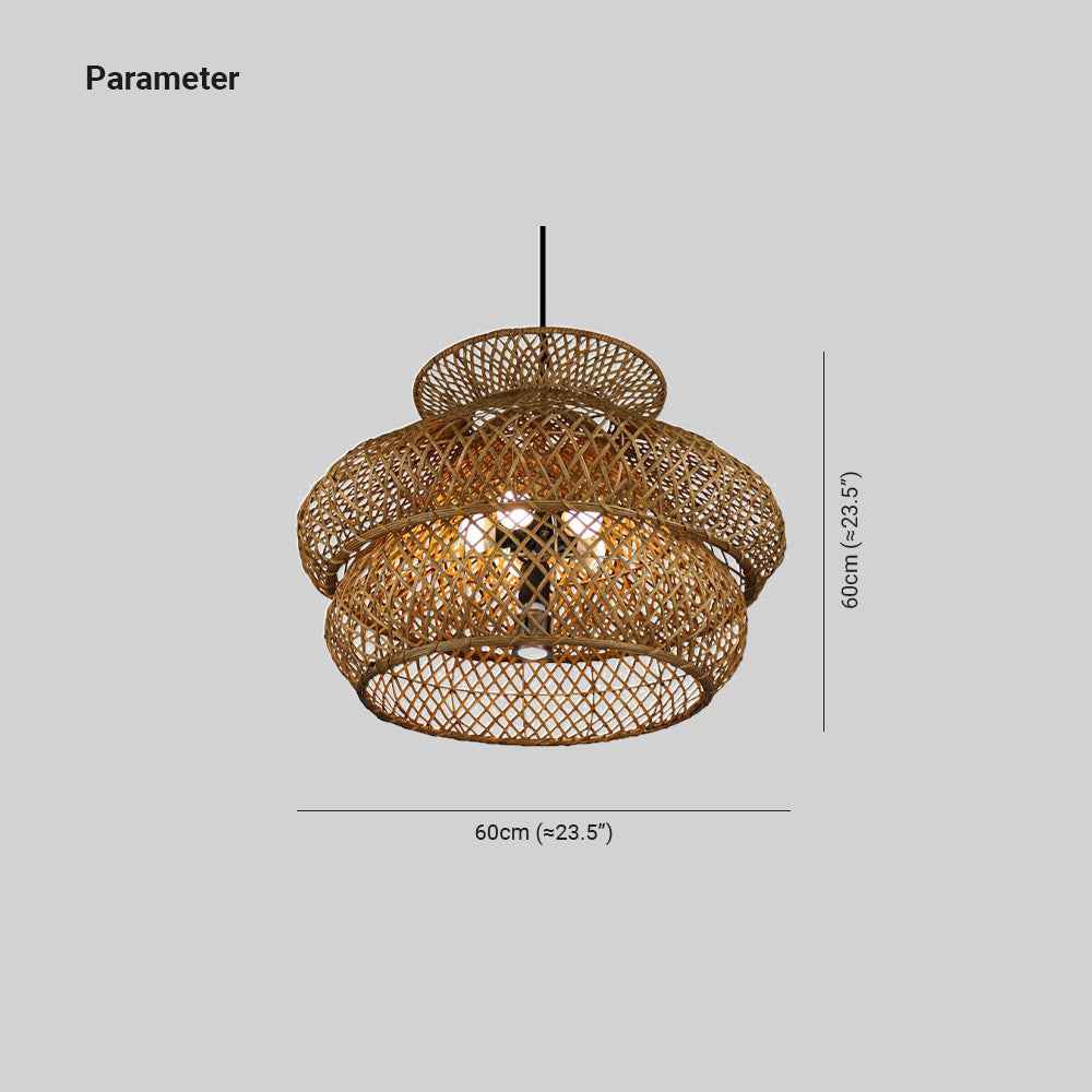 Ritta Vintage LED Suspension Marron Rotin Salon Chambre à coucher - Neutralighting