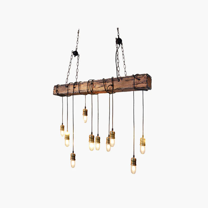 Epoch Vintage LED Lustre Métal/Verre/Bois Salon Chambre à coucher - Neutralighting