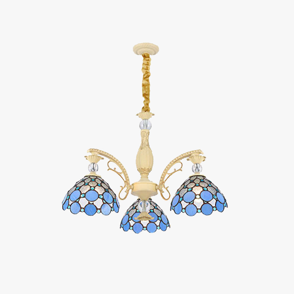 Silva Fleur Vintage LED Suspension Bleu Métal Verre Salon Chambre à Coucher - Neutralighting