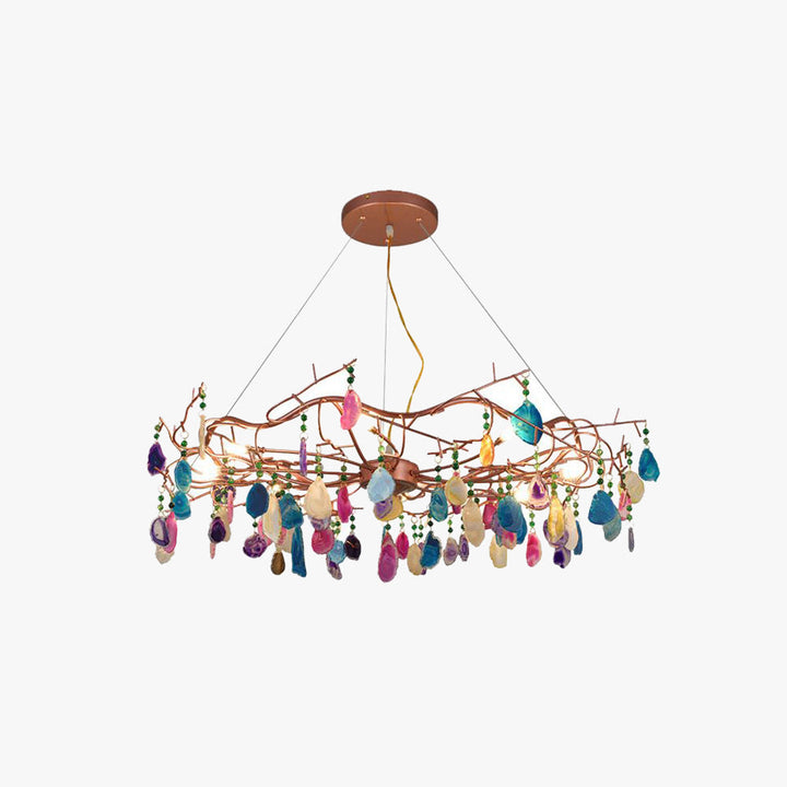 Valentina Art LED Suspension Doré Rosé Métal Pierre d&