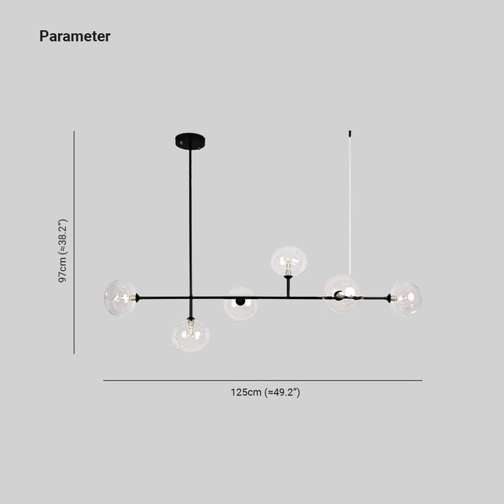 Valentina Moderne LED Suspension Noir Métal Verre Salon Chambre à coucher - Neutralighting