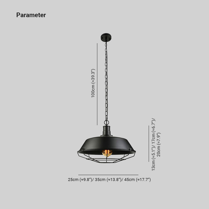 Silva Dôme Rustique LED Suspension Noir Métal Chambre à Coucher - Neutralighting