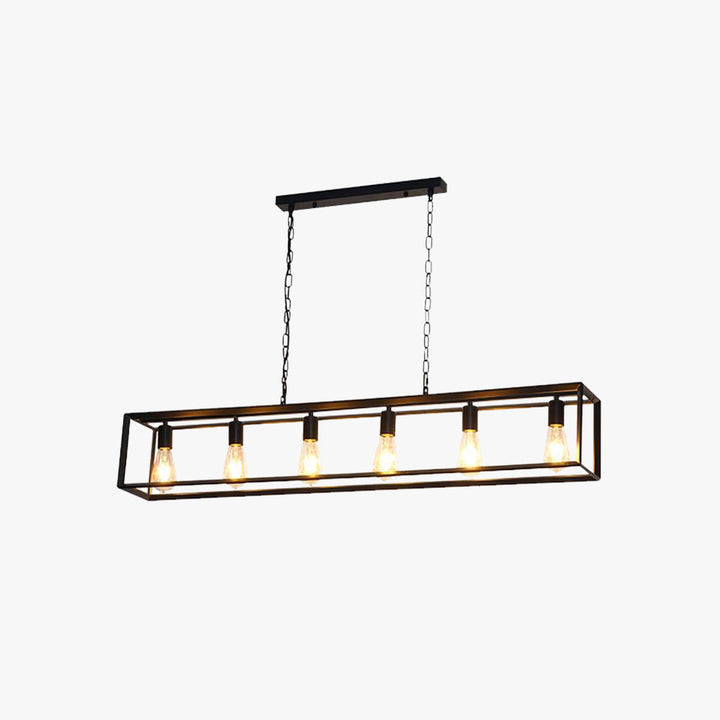 Silva Rectangle Vintage LED Suspension Noir Laiton Métal Salon - Neutralighting