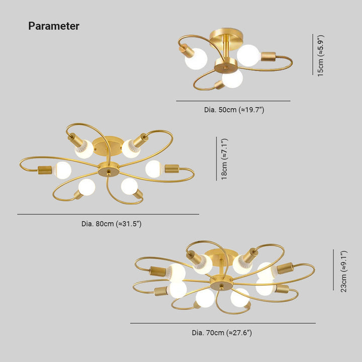 Valentina LED Plafonnier Fleur Moderne Métal Noir/Doré Floral Salon/Chambre à Coucher - Neutralighting