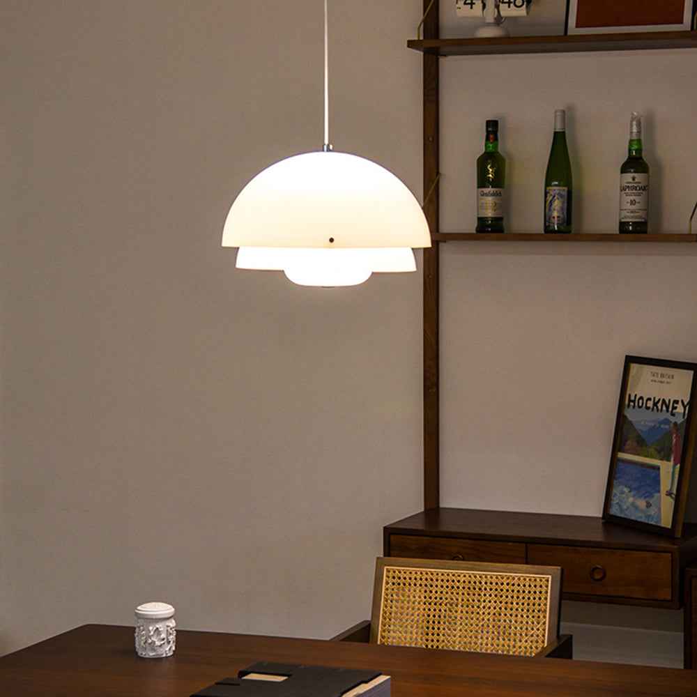 Valentina Suspension Dôme Moderne, Métal/Verre, Argent, Salon - Neutralighting