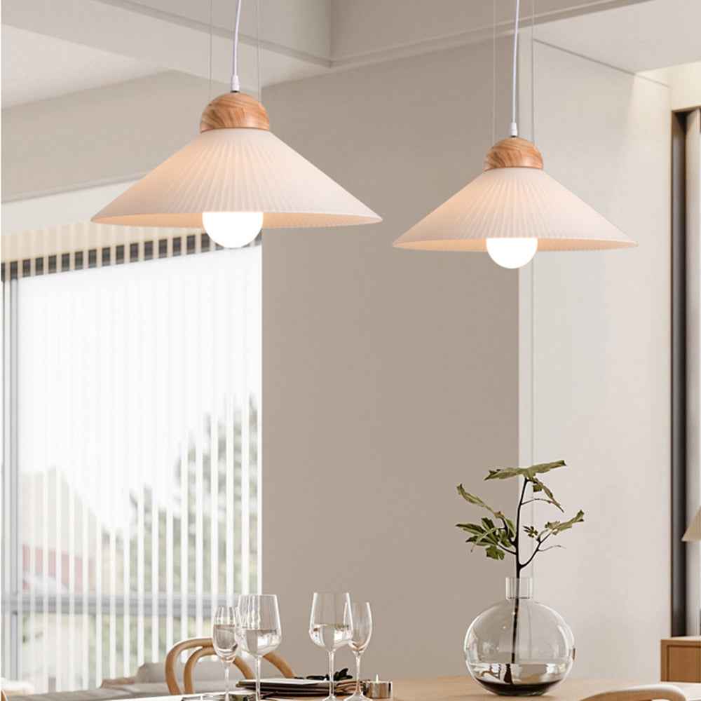 Muto Suspension Bol Moderne, Bois/Verre, Marron, Salon - Neutralighting