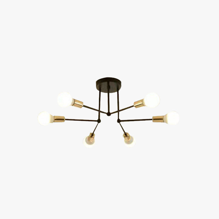 Valentina Plafonnier Linéaire Moderne, Métal/Verre, Blanc/Noir/Doré, Salon - Neutralighting