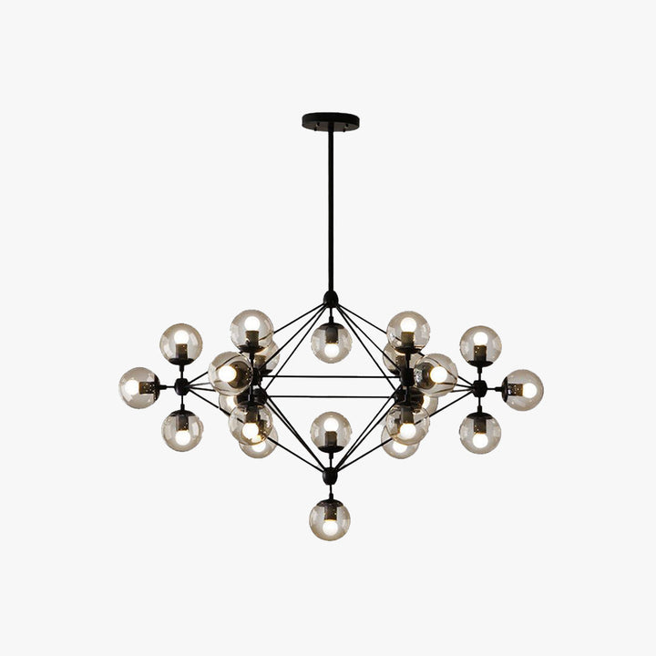 Valentina Lustre Industriel, Metal/Verre, Noir, Chambre - Neutralighting