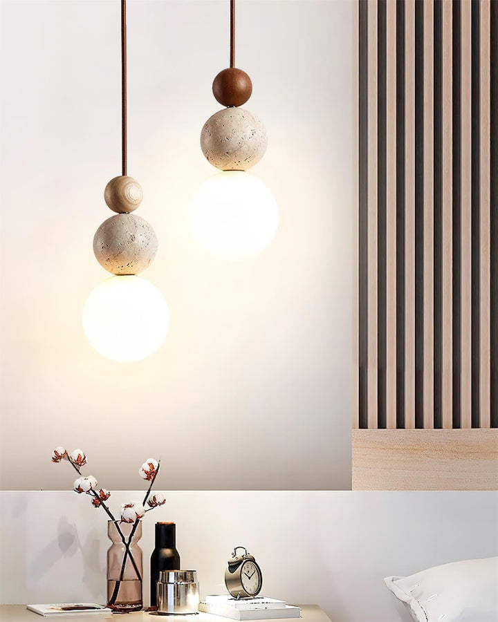 Juvio Lampe Suspension Boule en Travertin - Neutralighting