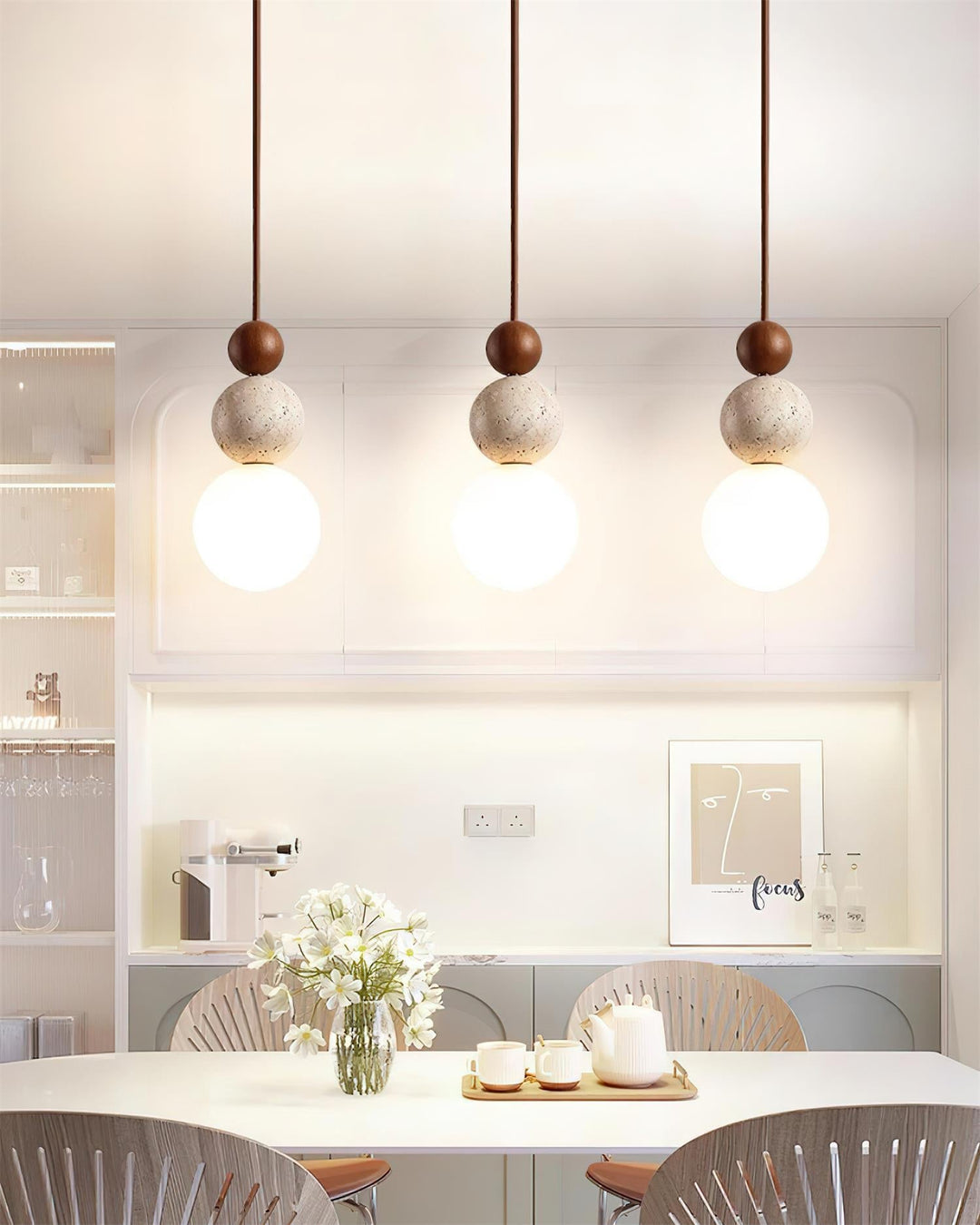 Juvio Lampe Suspension Boule en Travertin - Neutralighting