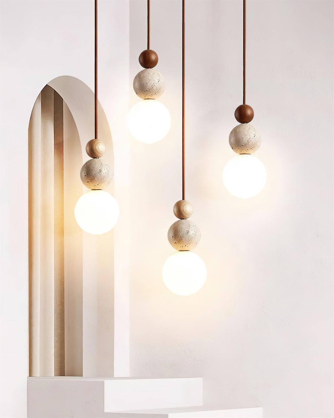 Juvio Lampe Suspension Boule en Travertin - Neutralighting