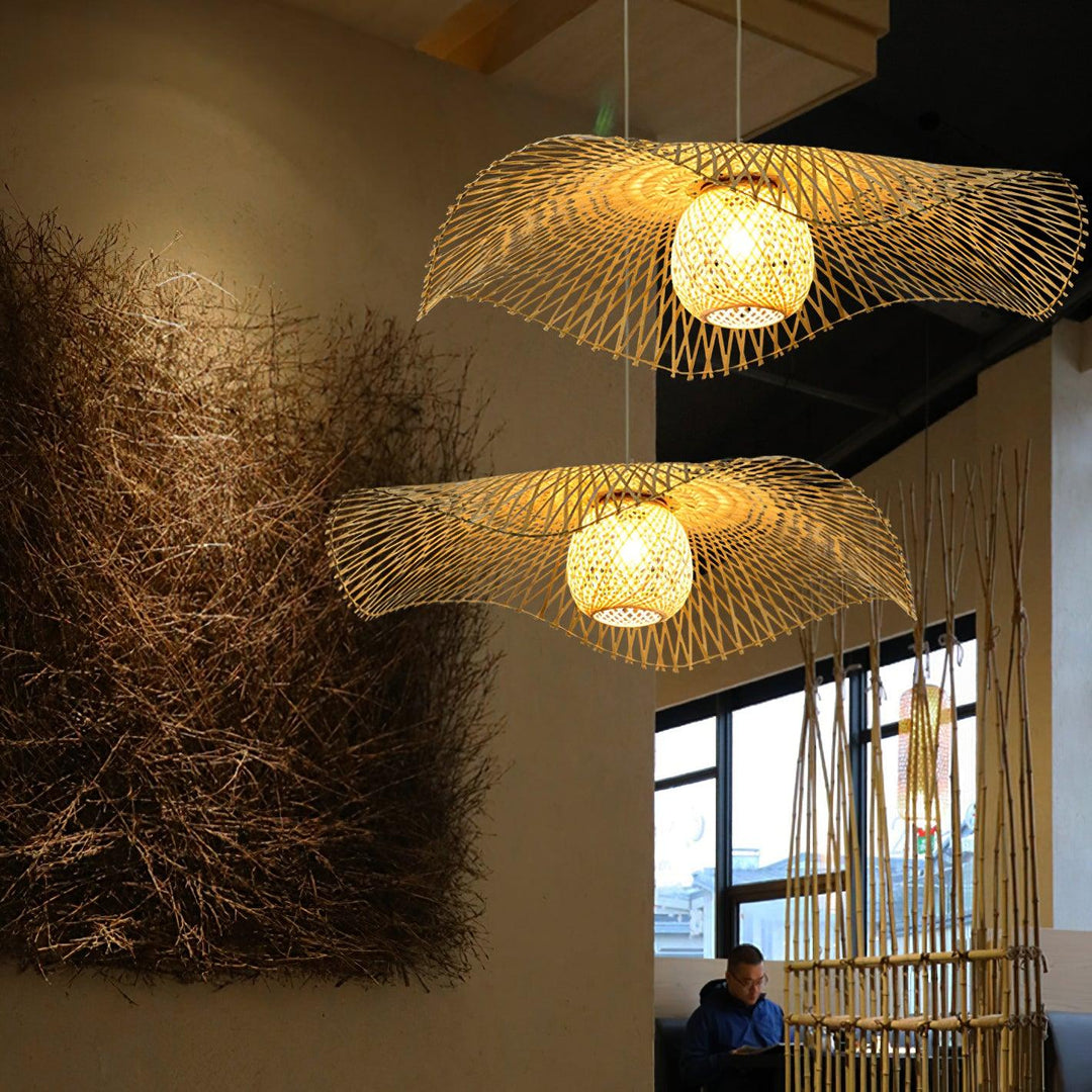 Dune Suspension Bambou Tressage Ouvert Naturel - Neutralighting