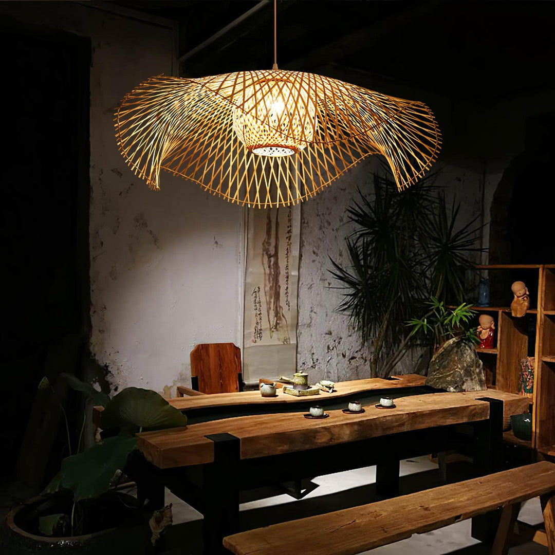 Dune Suspension Bambou Tressage Ouvert Naturel - Neutralighting