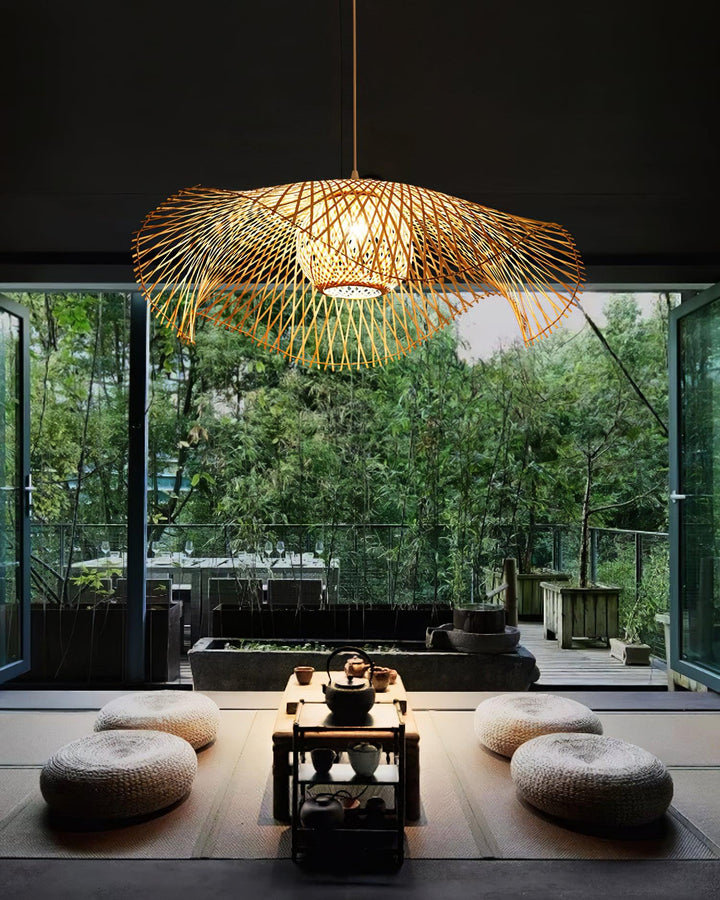 Dune Suspension Bambou Tressage Ouvert Naturel - Neutralighting