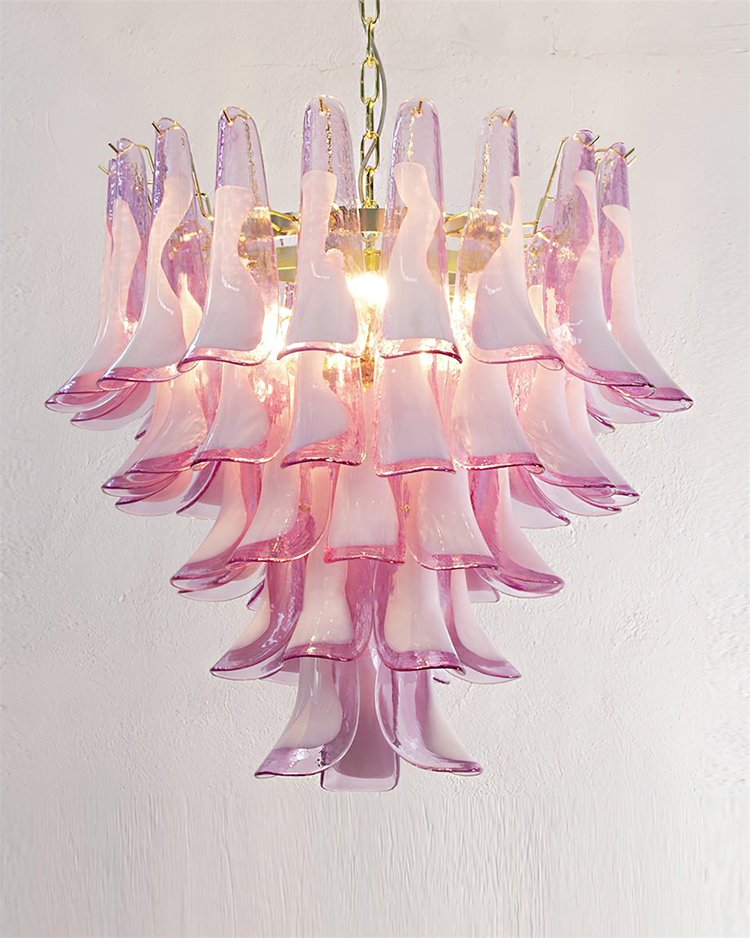 Barovier Lustre Cascade de Pétales en Verre Rose - Neutralighting