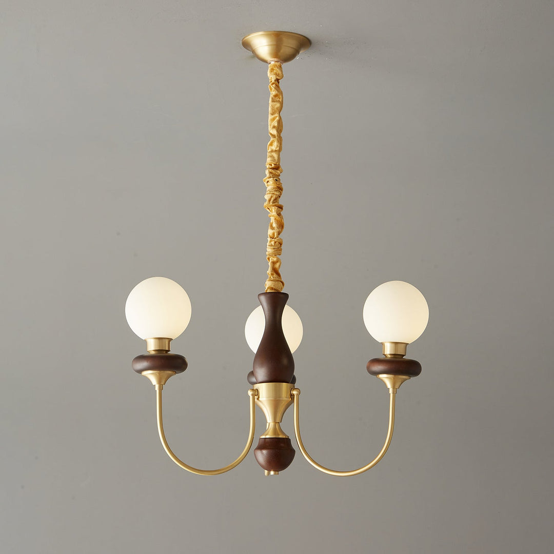 Cotheor Lustre Vintage Traditionnel en Bois et Verre Arc - Neutralighting