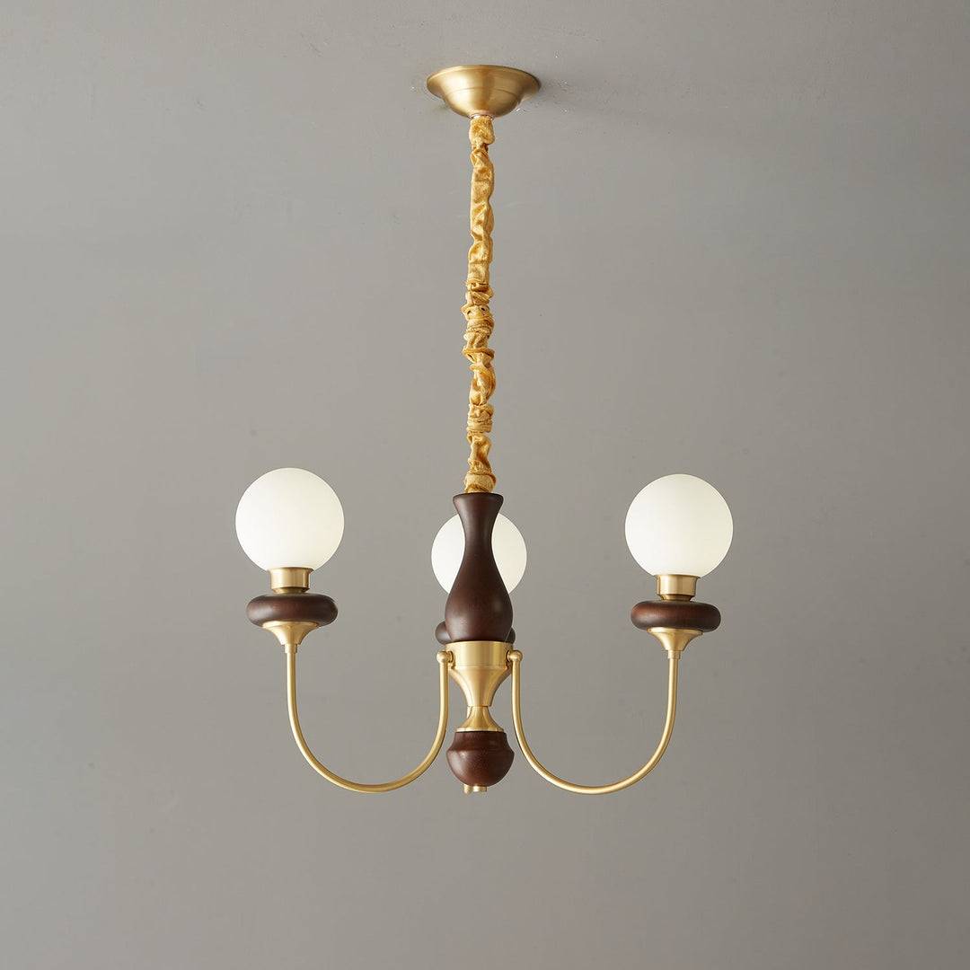 Cotheor Lustre Vintage Traditionnel en Bois et Verre Arc - Neutralighting