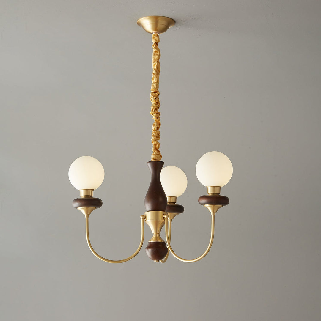 Cotheor Lustre Vintage Traditionnel en Bois et Verre Arc - Neutralighting