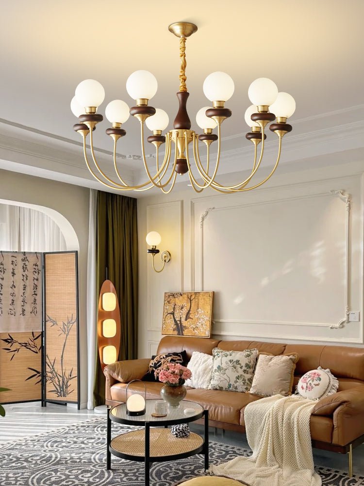 Cotheor Lustre Vintage Traditionnel en Bois et Verre Arc - Neutralighting
