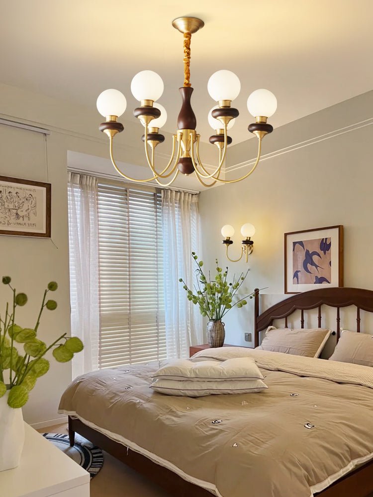 Cotheor Lustre Vintage Traditionnel en Bois et Verre Arc - Neutralighting
