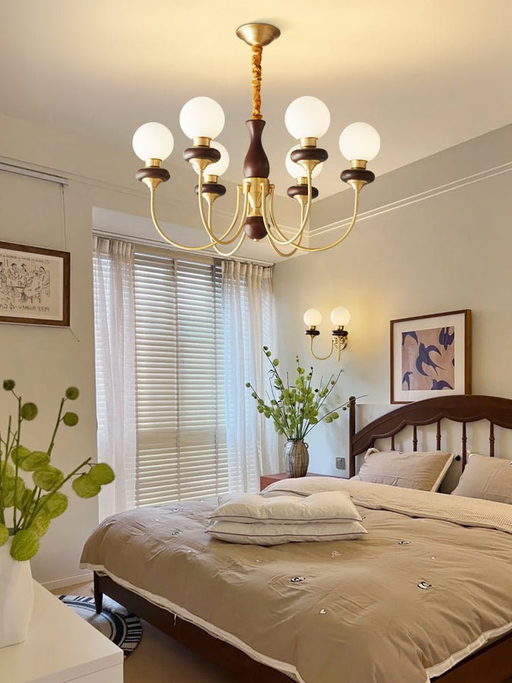 Cotheor Lustre Vintage Traditionnel en Bois et Verre Arc - Neutralighting
