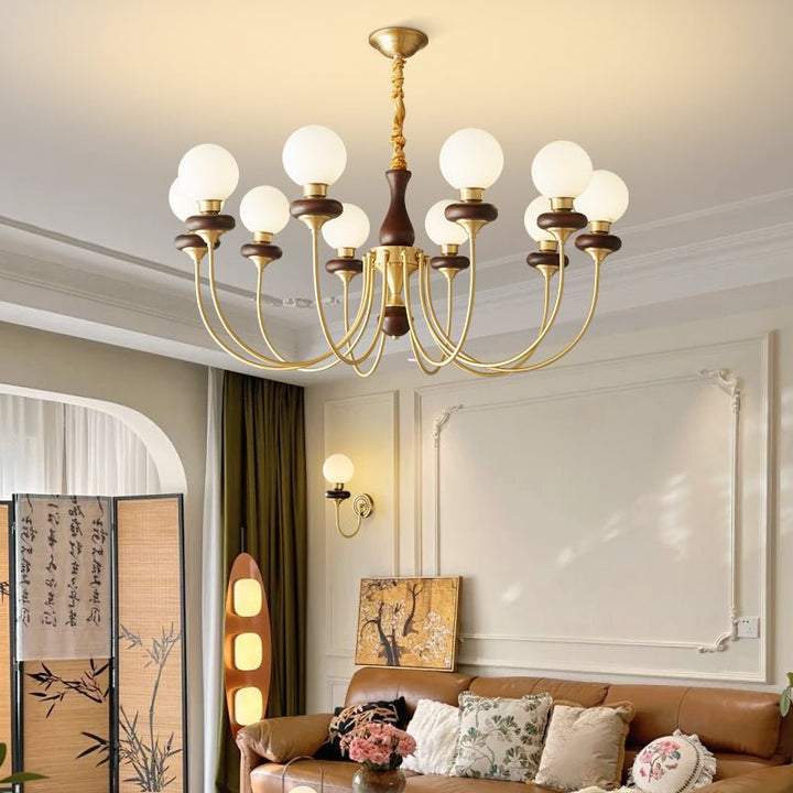 Cotheor Lustre Vintage Traditionnel en Bois et Verre Arc - Neutralighting