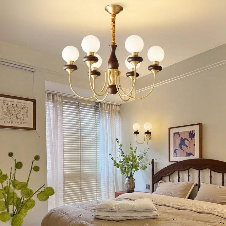 Cotheor Lustre Vintage Traditionnel en Bois et Verre Arc - Neutralighting