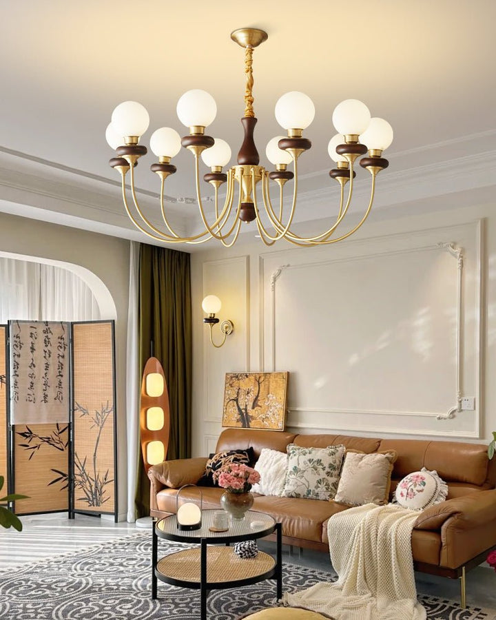 Cotheor Lustre Vintage Traditionnel en Bois et Verre Arc - Neutralighting